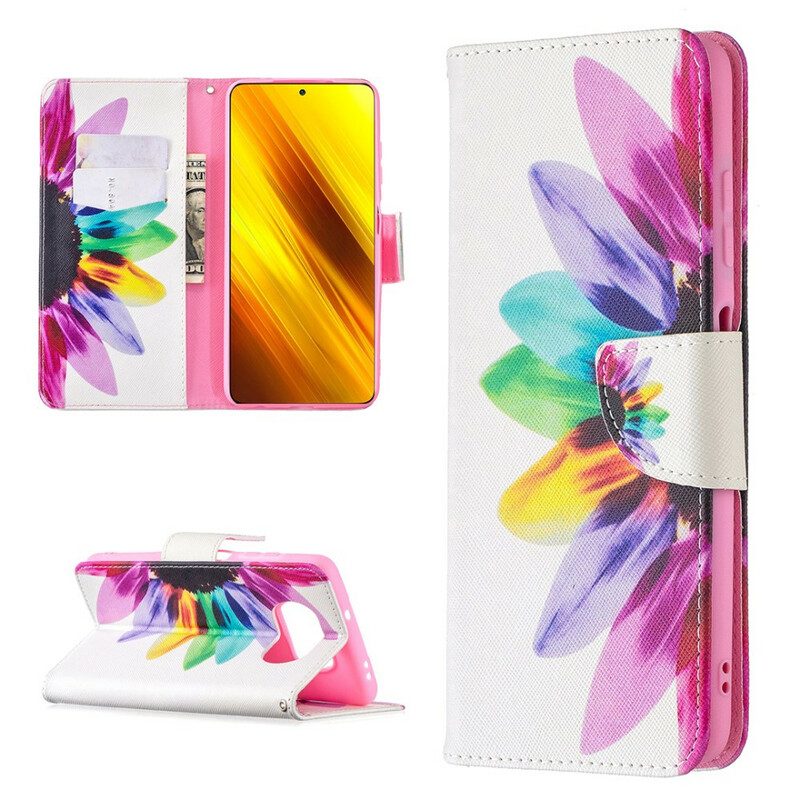 Flip Case Für Poco X3 / X3 Pro / X3 NFC Aquarellblume