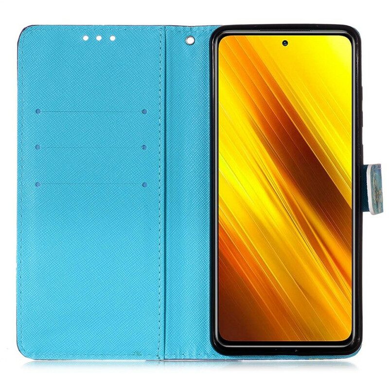 Flip Case Für Poco X3 / X3 Pro / X3 NFC Goldene Schmetterlinge