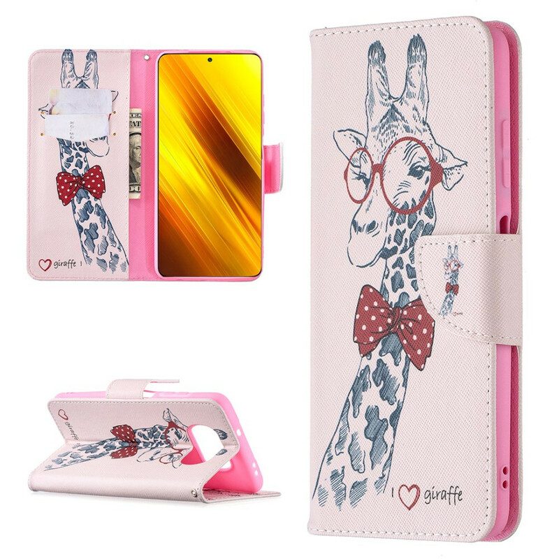 Flip Case Für Poco X3 / X3 Pro / X3 NFC Kluge Giraffe