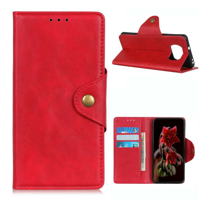 Flip Case Für Poco X3 / X3 Pro / X3 NFC Knopf Aus Kunstleder