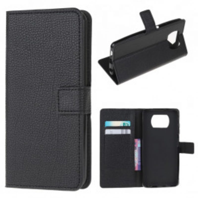 Flip Case Für Poco X3 / X3 Pro / X3 NFC Ledereffekt Mit Litschi-narbung