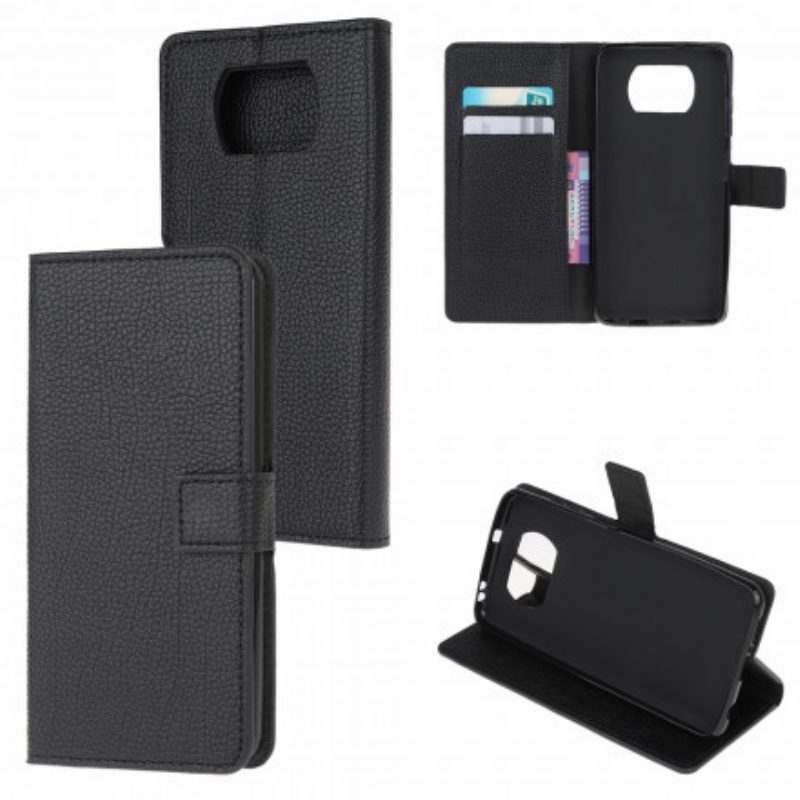 Flip Case Für Poco X3 / X3 Pro / X3 NFC Ledereffekt Mit Litschi-narbung