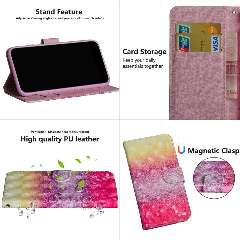 Flip Case Für Poco X3 / X3 Pro / X3 NFC Magenta-glitzer-farbverlauf