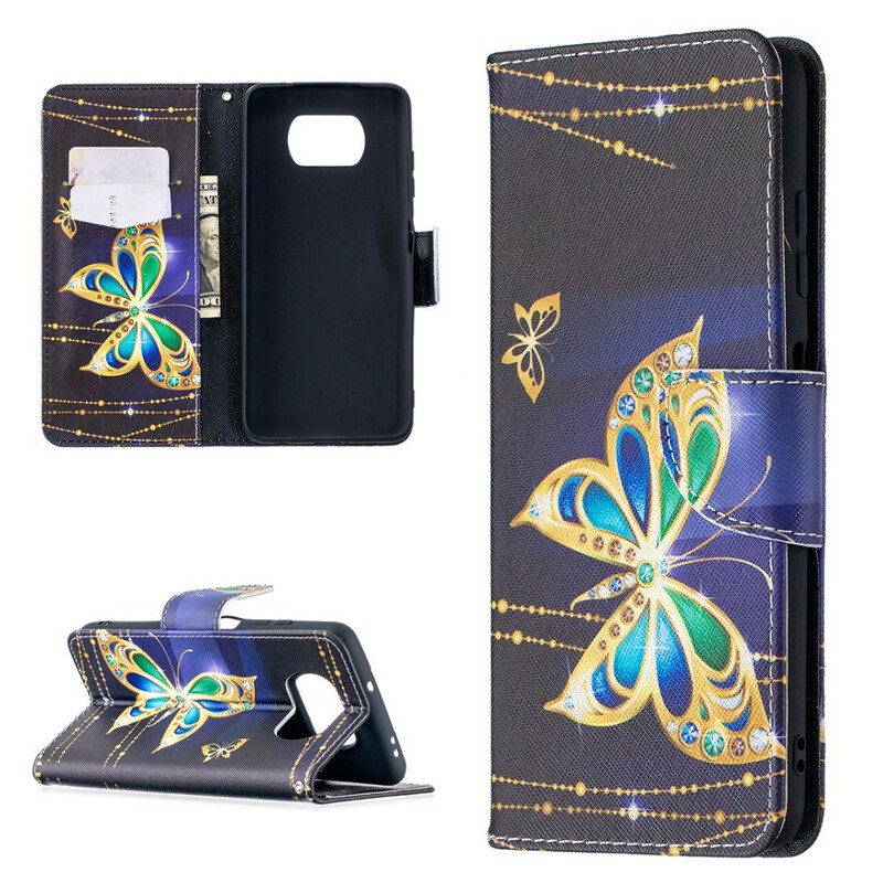 Flip Case Für Poco X3 / X3 Pro / X3 NFC Magische Schmetterlinge