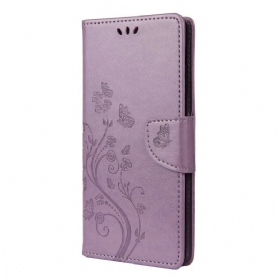 Flip Case Für Poco X3 / X3 Pro / X3 NFC Schmetterlinge Und Blumen