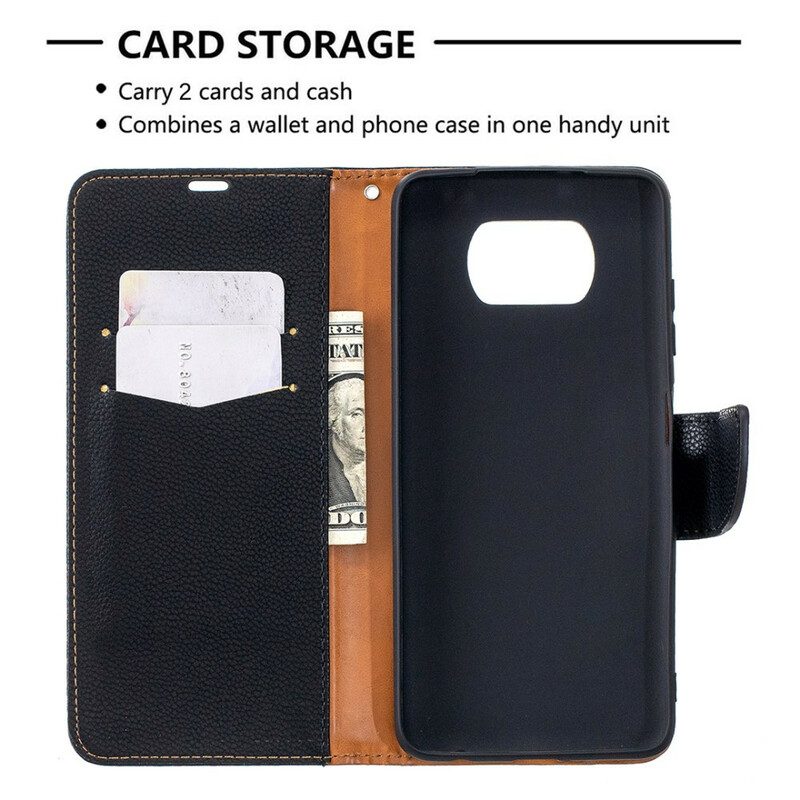 Lederhüllen Für Poco X3 / X3 Pro / X3 NFC Flip Case Lychee Rabat Oblique