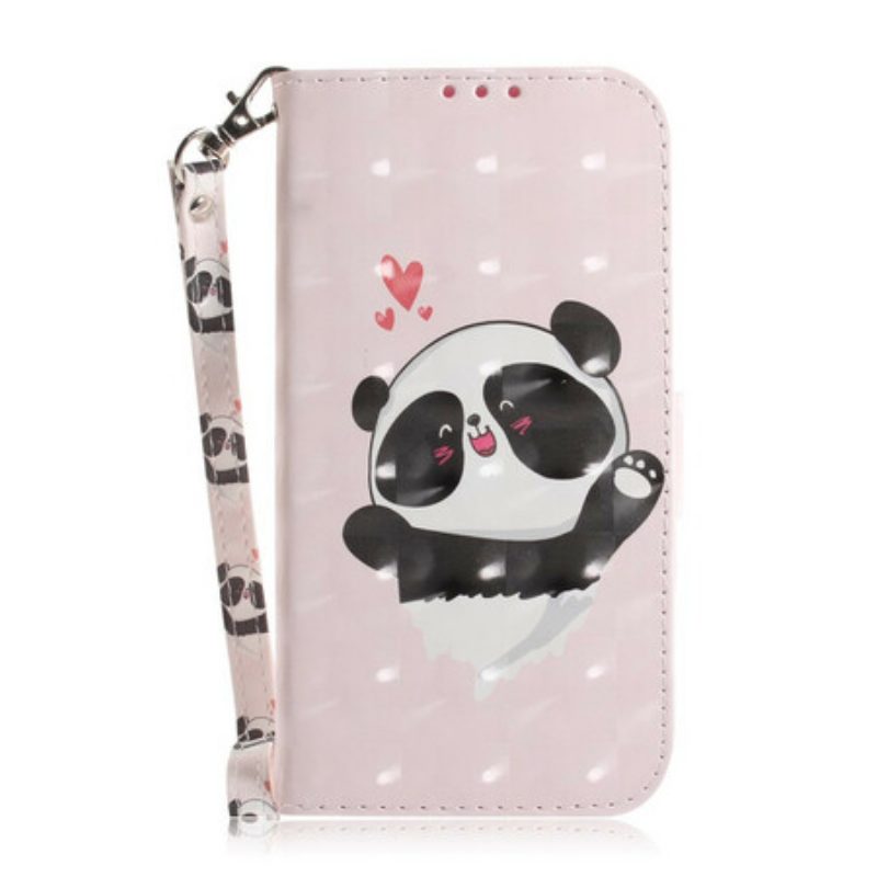 Lederhüllen Für Poco X3 / X3 Pro / X3 NFC Mit Kordel Panda Love Mit Schlüsselband