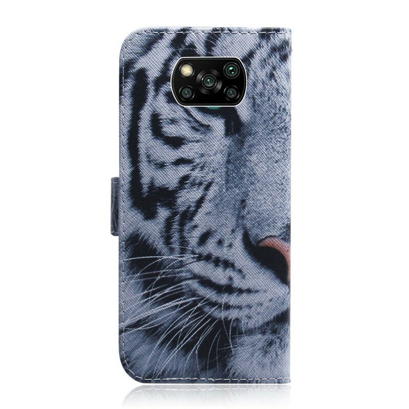 Lederhüllen Für Poco X3 / X3 Pro / X3 NFC Tigergesicht