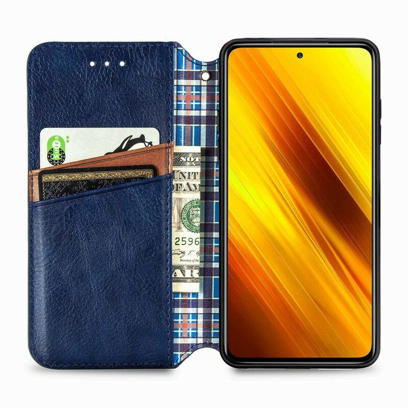 Schutzhülle Für Poco X3 / X3 Pro / X3 NFC Flip Case Rautenstruktur In Lederoptik