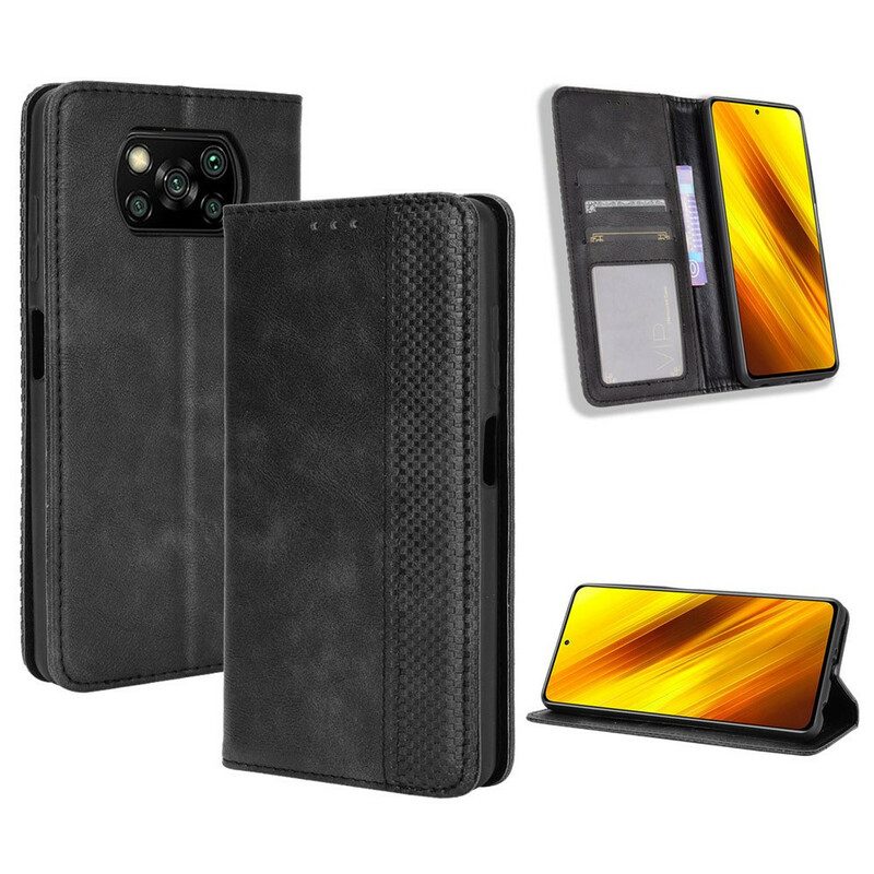 Schutzhülle Für Poco X3 / X3 Pro / X3 NFC Flip Case Stilisierter Vintage-ledereffekt