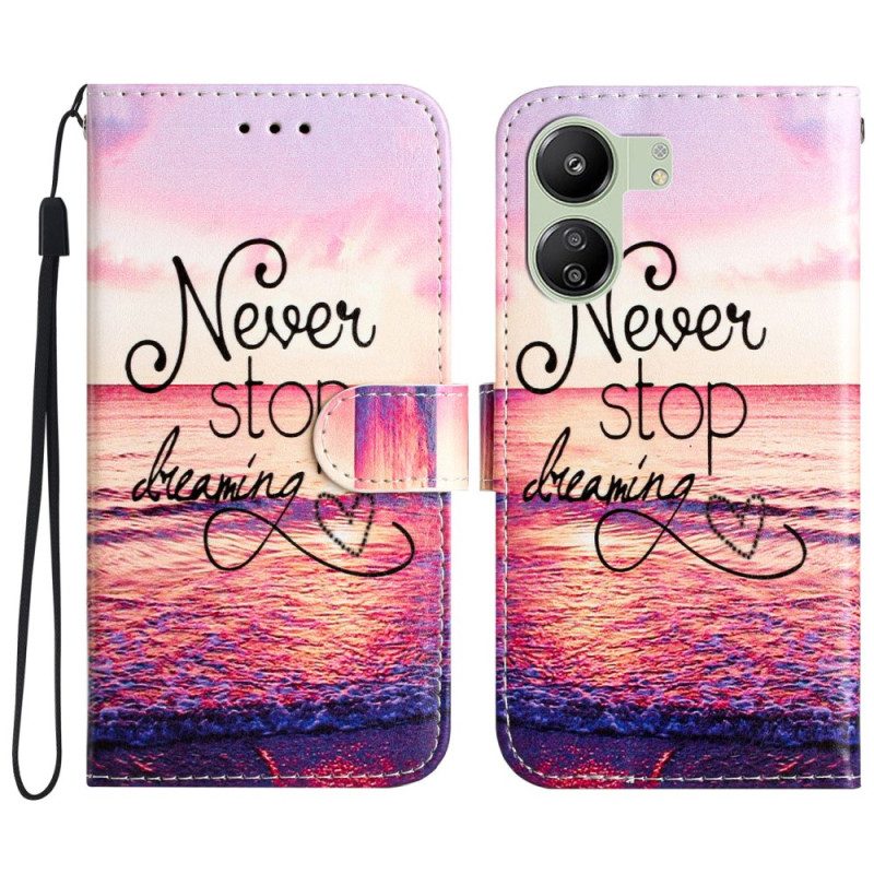 Lederhüllen Für Poco C65 Never Stop Dreaming Mit Strap