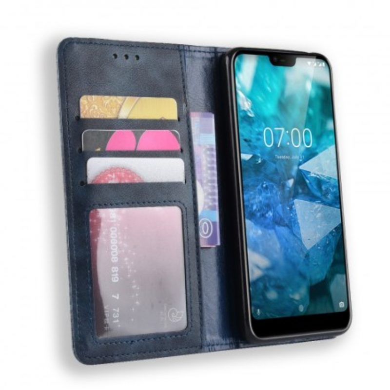 Schutzhülle Für Nokia 7.1 Flip Case Stilisierter Vintage-ledereffekt