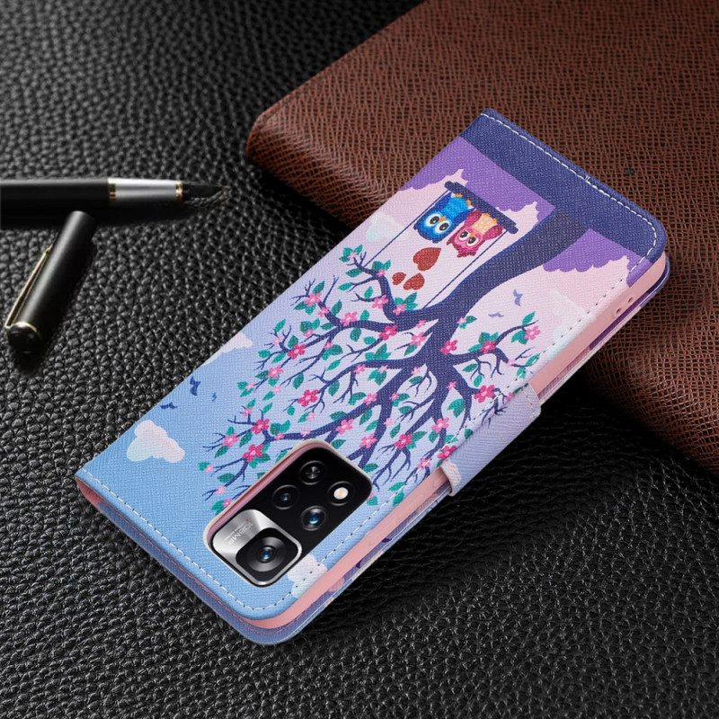 Flip Case Für Xiaomi Redmi Note 11 Pro Plus 5G Eulen Auf Der Schaukel