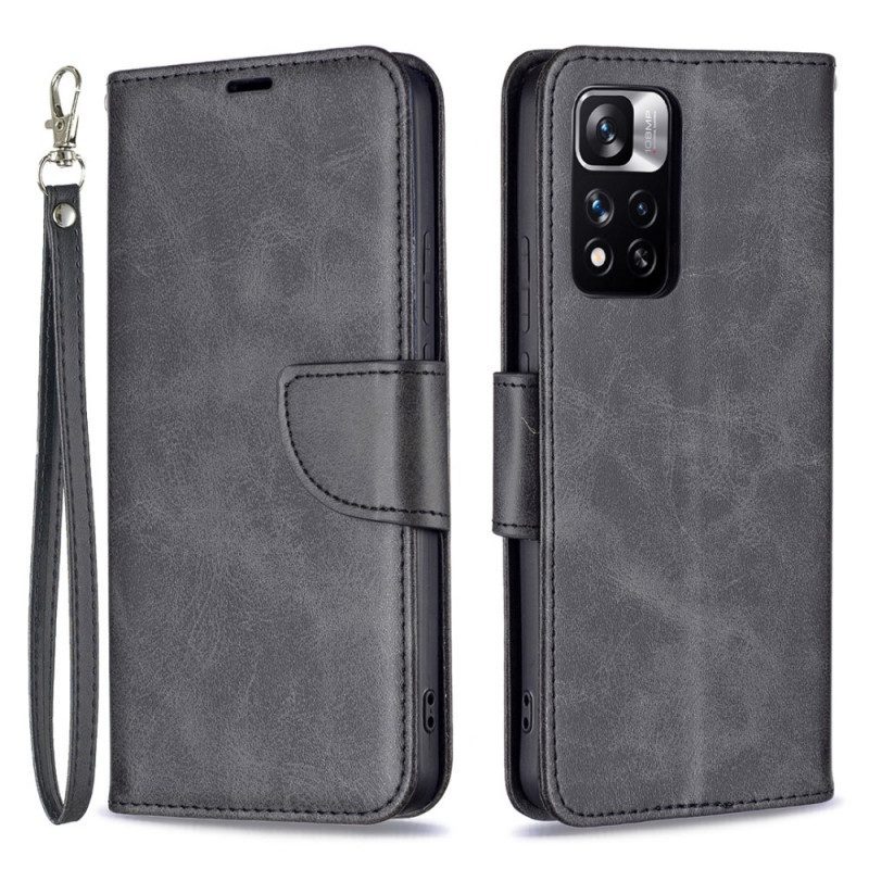 Flip Case Für Xiaomi Redmi Note 11 Pro Plus 5G Glatter. Schräger Verschluss