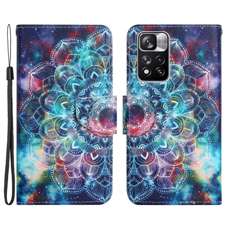 Flip Case Für Xiaomi Redmi Note 11 Pro Plus 5G Mit Kordel Auffälliges Riemchen-mandala