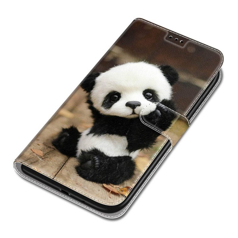 Flip Case Für Xiaomi Redmi Note 11 Pro Plus 5G Mit Kordel Kleiner Panda Mit Riemen