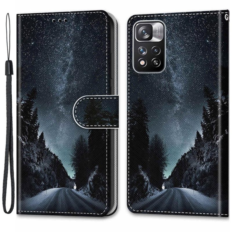 Flip Case Für Xiaomi Redmi Note 11 Pro Plus 5G Mit Kordel Lanyard-landschaft