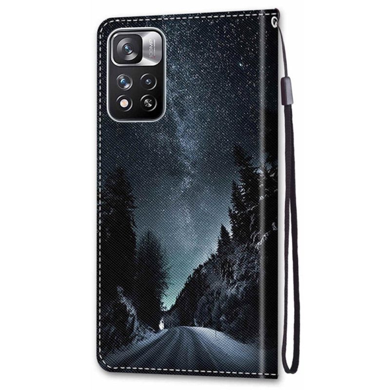 Flip Case Für Xiaomi Redmi Note 11 Pro Plus 5G Mit Kordel Lanyard-landschaft