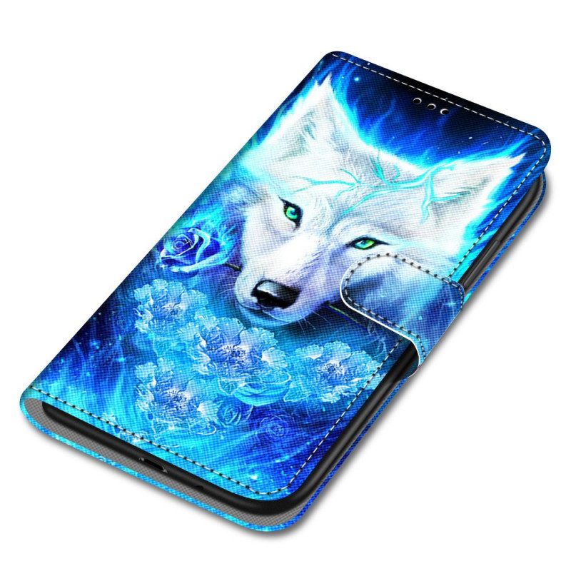 Flip Case Für Xiaomi Redmi Note 11 Pro Plus 5G Mit Kordel Schlüsselband Wolf