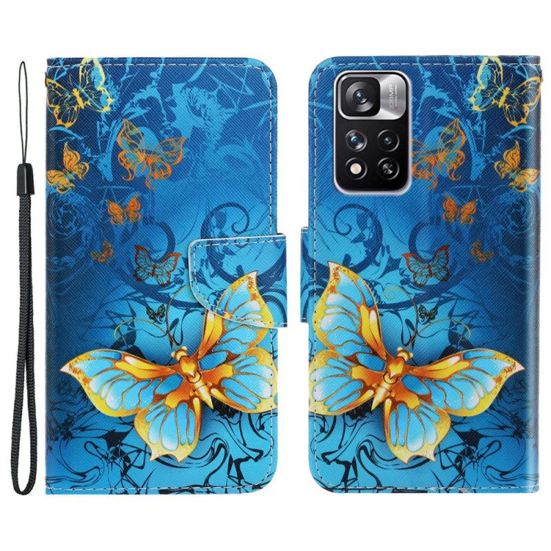 Flip Case Für Xiaomi Redmi Note 11 Pro Plus 5G Mit Kordel Variationen Von Schmetterlingsriemen