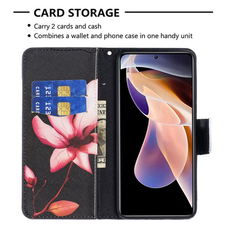 Flip Case Für Xiaomi Redmi Note 11 Pro Plus 5G Pinke Blume