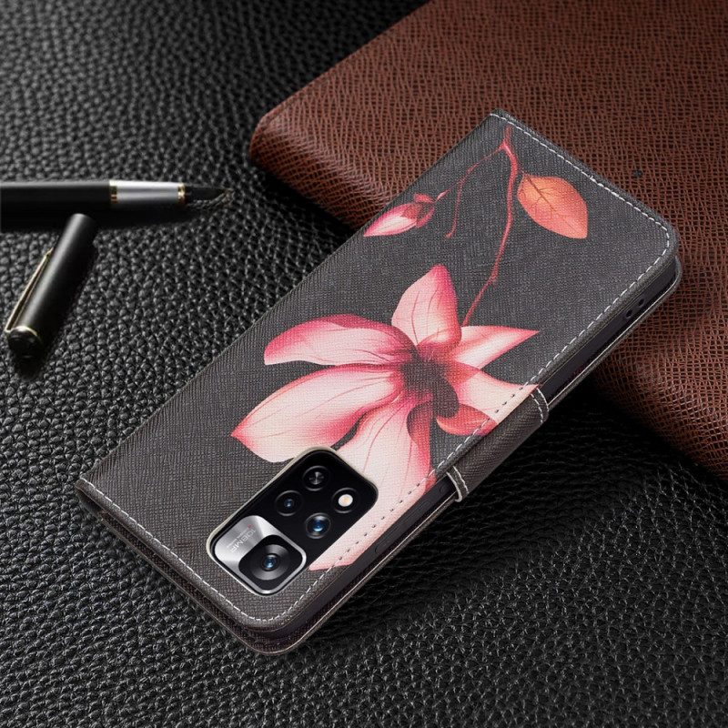 Flip Case Für Xiaomi Redmi Note 11 Pro Plus 5G Pinke Blume