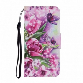 Flip Case Für Xiaomi Redmi Note 11 Pro Plus 5G Schmetterlinge Und Tulpen