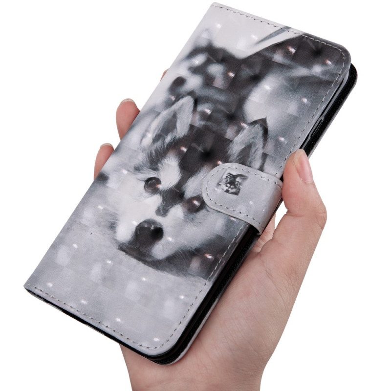 Flip Case Für Xiaomi Redmi Note 11 Pro Plus 5G Schwarz-weißer Hund