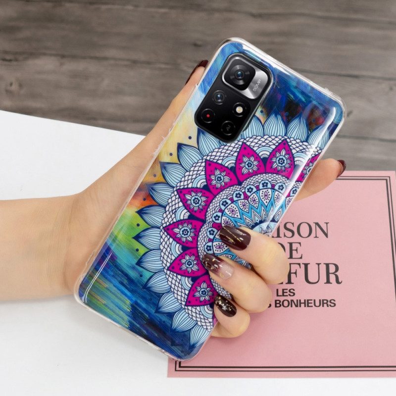 Handyhülle Für Xiaomi Redmi Note 11 Pro Plus 5G Fluoreszierendes Buntes Mandala