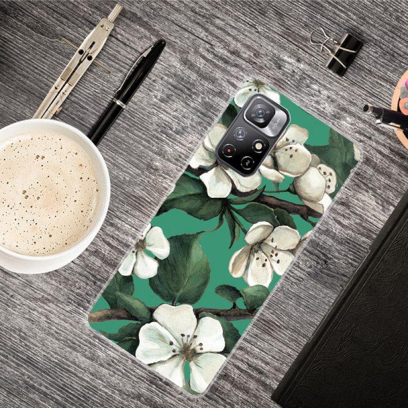 Handyhülle Für Xiaomi Redmi Note 11 Pro Plus 5G Weiße Blumen Aus Silikon