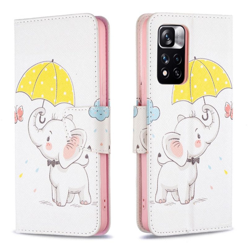 Lederhüllen Für Xiaomi Redmi Note 11 Pro Plus 5G Baby Elefant