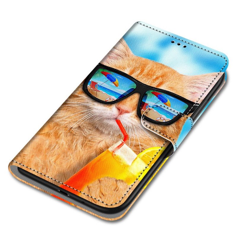 Lederhüllen Für Xiaomi Redmi Note 11 Pro Plus 5G Mit Kordel Strappy Star Cat