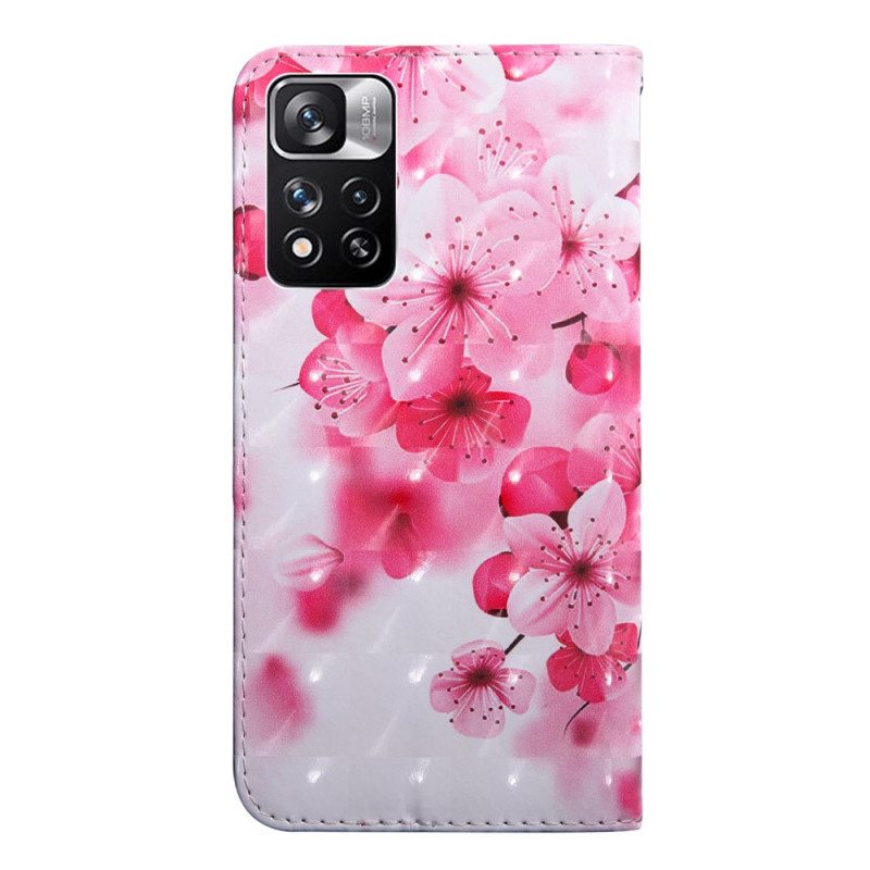 Lederhüllen Für Xiaomi Redmi Note 11 Pro Plus 5G Pinke Blumen