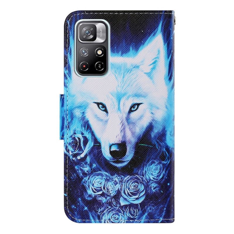 Lederhüllen Für Xiaomi Redmi Note 11 Pro Plus 5G Wolf Mit Schlüsselband