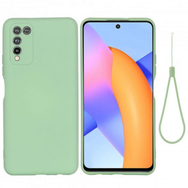 Handyhülle Für Honor 10X Lite Flüssiges Silikon Mit Lanyard