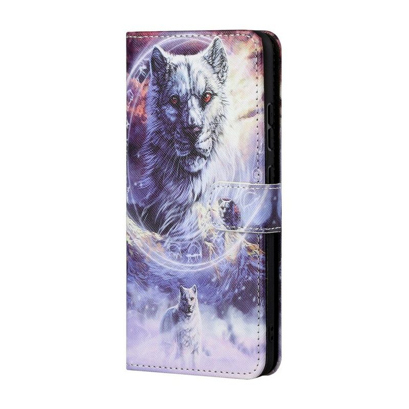 Lederhüllen Für Honor 10X Lite Wolf Im Winter Mit Schlüsselband