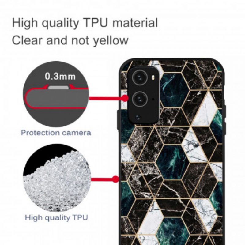 Handyhülle Für OnePlus 9 Pro Bunter Geometrie-marmor