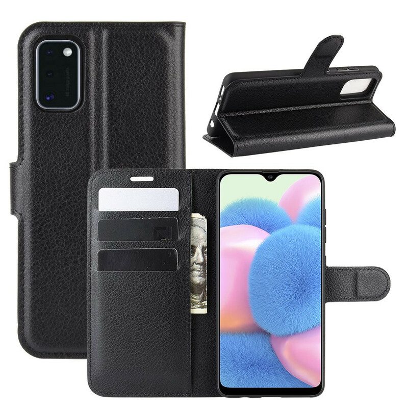 Flip Case Für Samsung Galaxy A41 Klassischer Litschi-ledereffekt