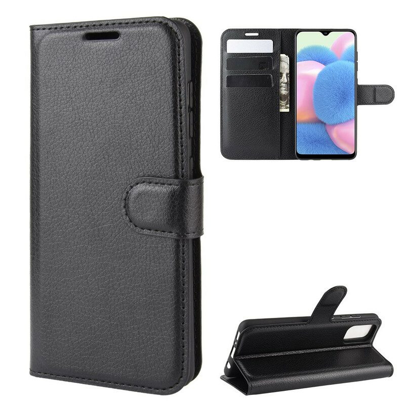 Flip Case Für Samsung Galaxy A41 Klassischer Litschi-ledereffekt