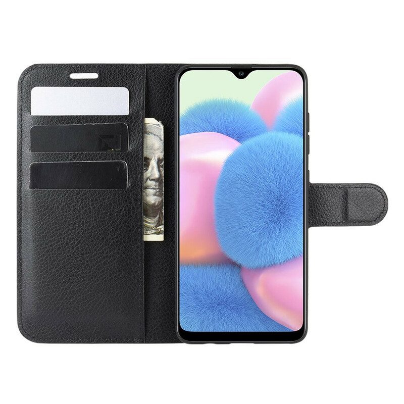 Flip Case Für Samsung Galaxy A41 Klassischer Litschi-ledereffekt