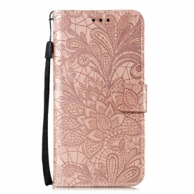 Flip Case Für Samsung Galaxy A41 Mit Kordel Riemen Mit Stammesblumen