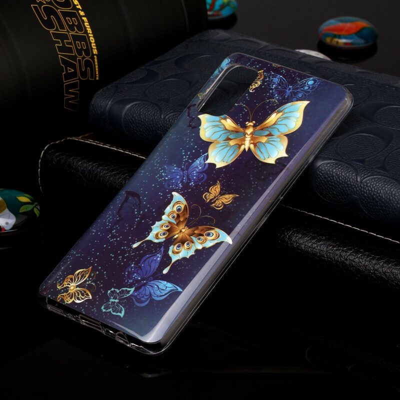 Hülle Für Samsung Galaxy A41 Fluoreszierende Schmetterlingsserie