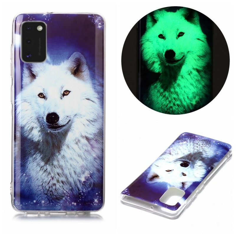 Hülle Für Samsung Galaxy A41 Fluoreszierende Wolf-serie