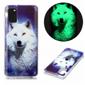 Hülle Für Samsung Galaxy A41 Fluoreszierende Wolf-serie