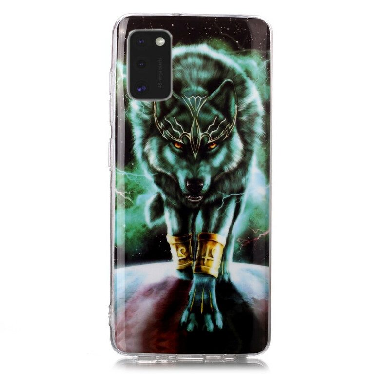 Hülle Für Samsung Galaxy A41 Fluoreszierende Wolf-serie