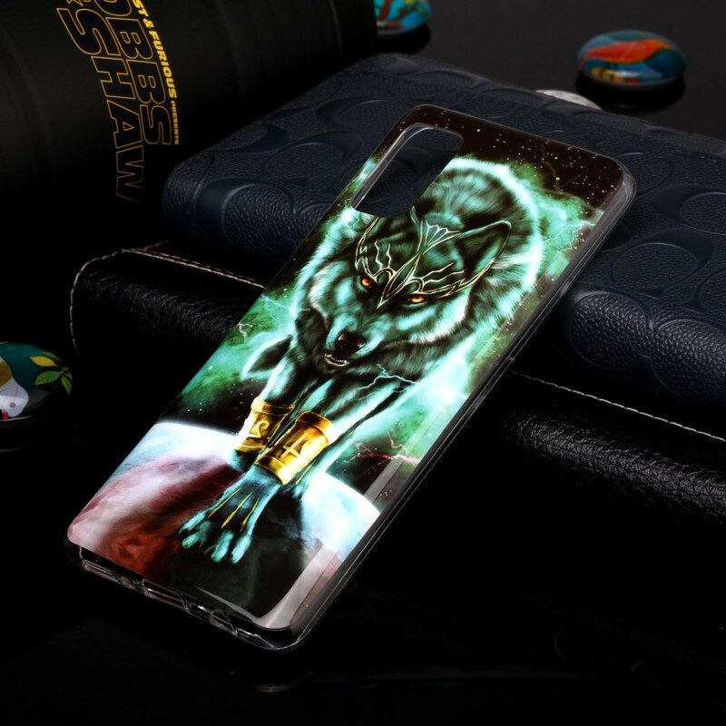 Hülle Für Samsung Galaxy A41 Fluoreszierende Wolf-serie