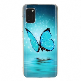 Hülle Für Samsung Galaxy A41 Fluoreszierender Blauer Schmetterling