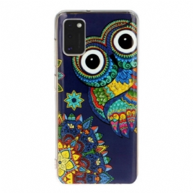 Hülle Für Samsung Galaxy A41 Fluoreszierendes Eulen-mandala