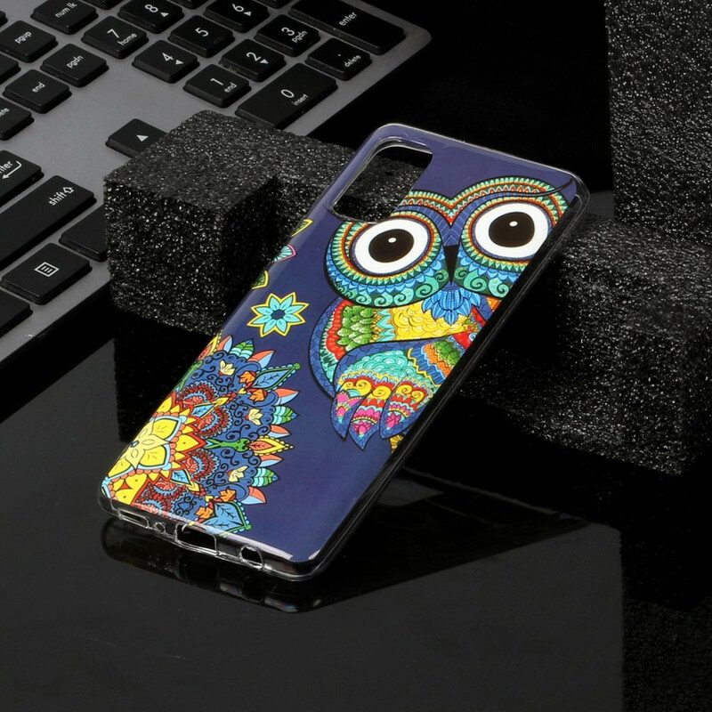 Hülle Für Samsung Galaxy A41 Fluoreszierendes Eulen-mandala