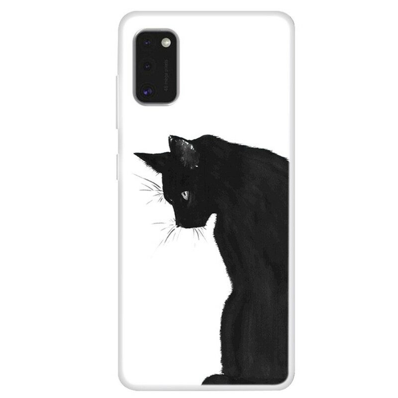 Hülle Für Samsung Galaxy A41 Nachdenkliche Schwarze Katze